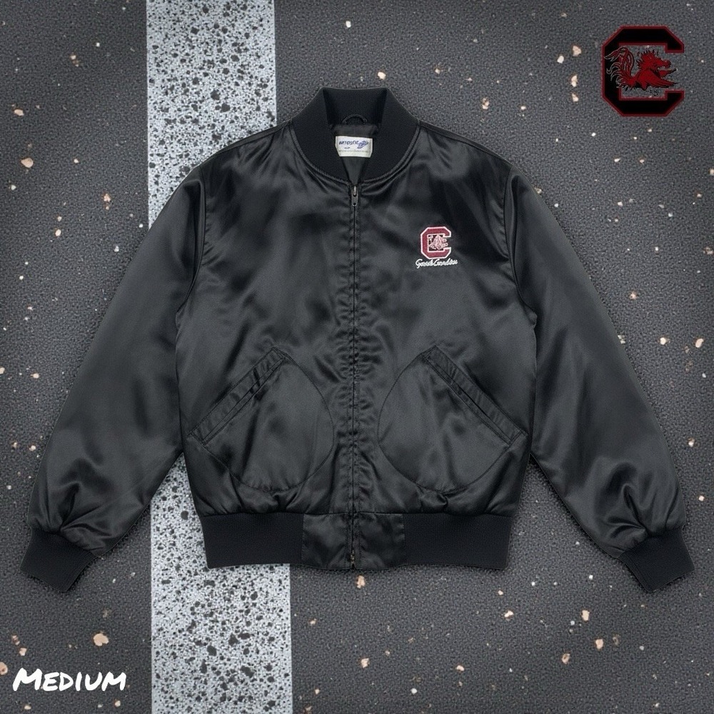 VTG 80s Swingster South Carolina Gamecocks Satin Bomber Jacket USA Made Mens MED